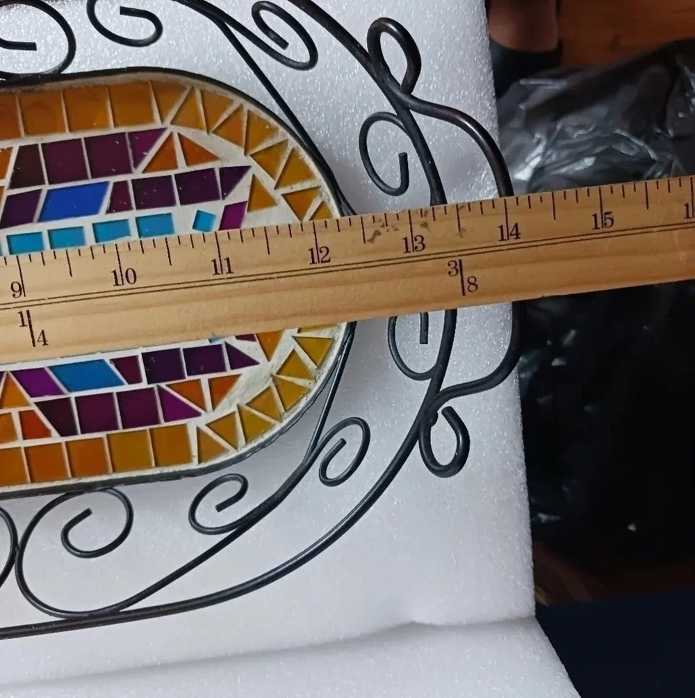 Vtg southwestern design mosaic metal serving tray multicolor